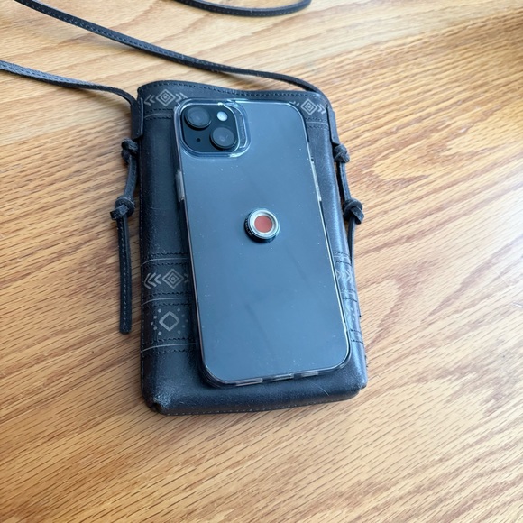 MW GENUINE LEATHER SLIM CROSSBODY PHONE PURSE BAG GRAY MAGNET CLOSURE NAUTICAL - Picture 5 of 6